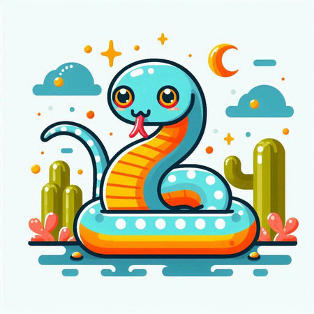 Cute cartoon snake in the desert. Vector illustration for your designのイラスト素材