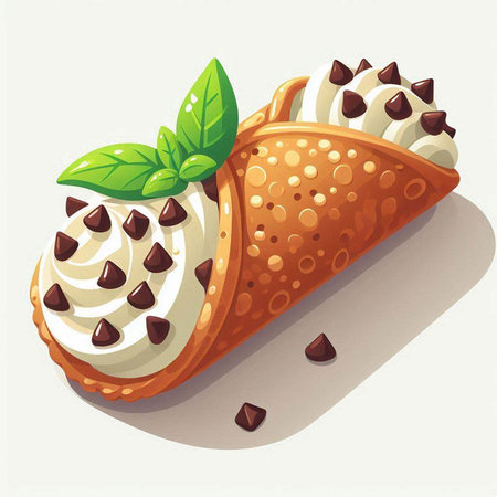 Vector illustration of a chocolate ice cream in a waffle cone.のイラスト素材