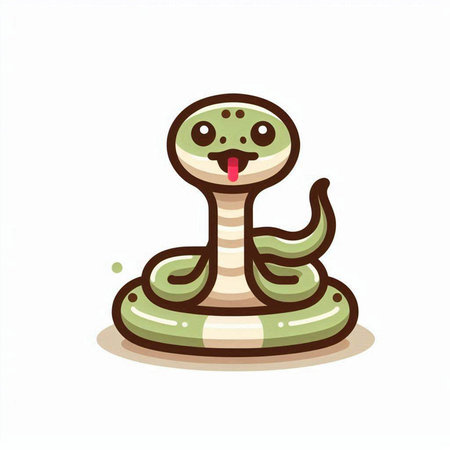 Cute cartoon snake. Vector illustration isolated on a white background.のイラスト素材