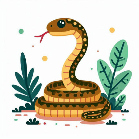 Cute cartoon snake. Vector illustration isolated on a white background.のイラスト素材