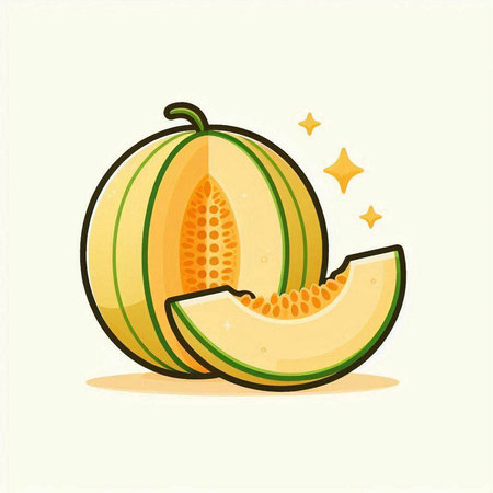 Illustration of a melon on a white background. Vector illustrationのイラスト素材