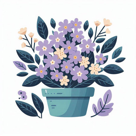 Flowers in a pot. Vector illustration in a flat style.のイラスト素材