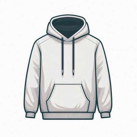 Vector illustration of a white hoodie with a hood on a white backgroundのイラスト素材