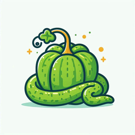 Pumpkin and snake. Vector illustration in flat cartoon style.のイラスト素材
