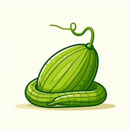 Illustration of a fresh green melon on a white background.のイラスト素材