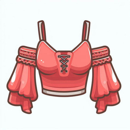 Illustration of a red bra with lace on a white background.のイラスト素材