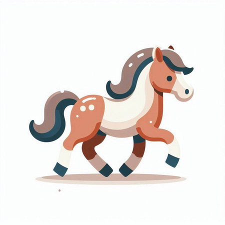Cartoon horse isolated on white background. Vector illustration in flat style.のイラスト素材