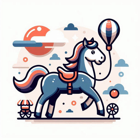 Horse riding on the circus. Vector illustration in flat style.のイラスト素材