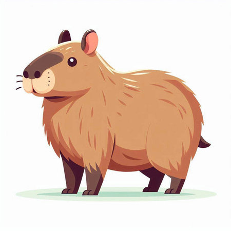 Cute cartoon beaver. Vector illustration isolated on white background.のイラスト素材