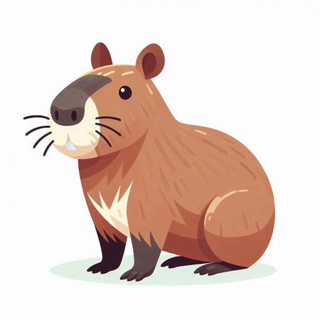 Cute beaver isolated on white background. Cartoon vector illustration.のイラスト素材
