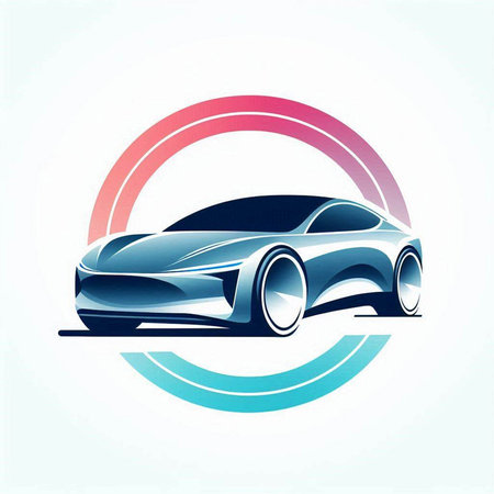 sport car logo on the background of the circle. Vector illustrationのイラスト素材