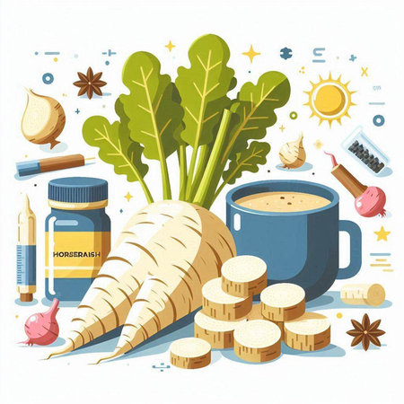 Parsnip and ingredients for cooking soup. Vector illustration.のイラスト素材