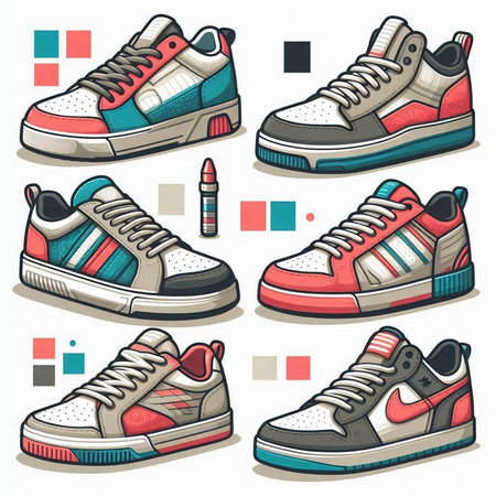 Sneakers icons set. Cartoon illustration of sneakers vector icons for web designのイラスト素材