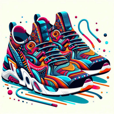 Vector illustration of Sneakers. Colorful vector illustration of sneakers.のイラスト素材