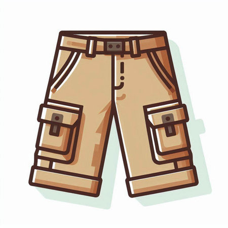 Jeans shorts isolated on white background. Vector illustration in cartoon style.のイラスト素材
