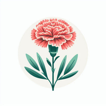 Carnation flower. Vector illustration in flat style on white background.のイラスト素材