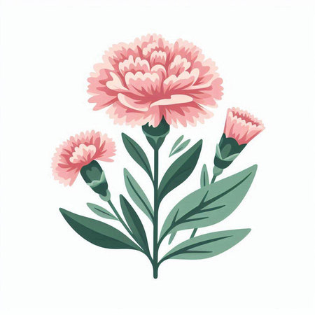 Carnation flower isolated on white background. Hand drawn vector illustration.のイラスト素材