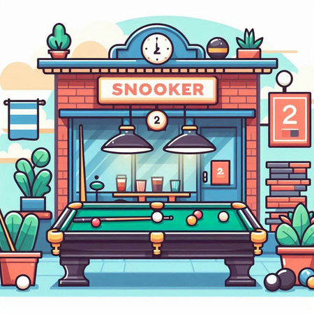 Cartoon billiard table in a flat style. Vector illustration.のイラスト素材