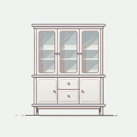 Illustration of a vintage cupboard on a white background. Retro style.のイラスト素材