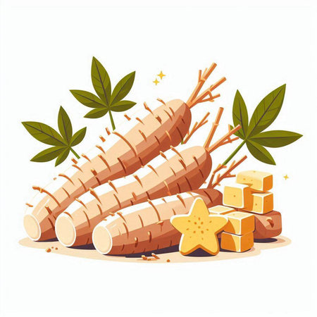 Cassava vector illustration. Isolated cassava on white background.のイラスト素材
