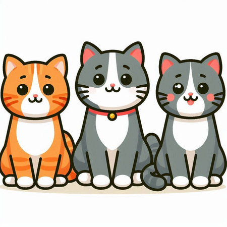 cute cat family on white background, vector illustration, eps10のイラスト素材