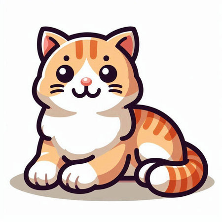 Cute cartoon cat isolated on a white background. Vector illustration.のイラスト素材