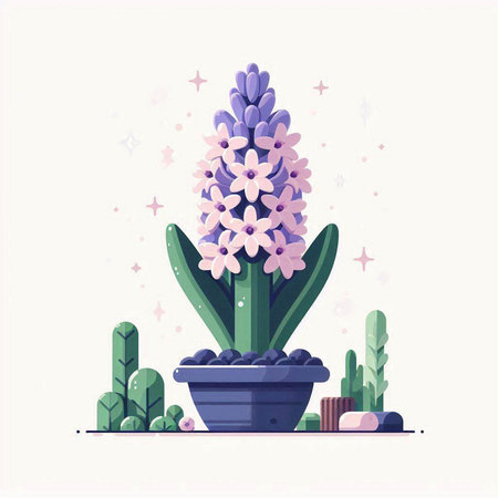 Flowering hyacinth in a pot. Vector illustration.のイラスト素材
