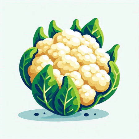 Cauliflower vector illustration. Cauliflower isolated on white background.のイラスト素材