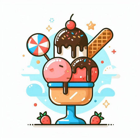 Ice cream vector illustration. Ice cream scoops in a cup.のイラスト素材