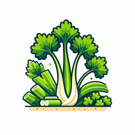 Vector illustration of fresh celery, parsley, celery.のイラスト素材
