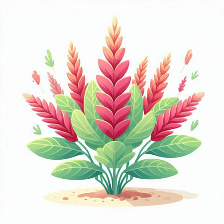 Illustration of a red and green flower isolated on a white backgroundのイラスト素材