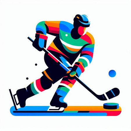 Hockey player vector background concept made of colorful pixels graphic vector.のイラスト素材