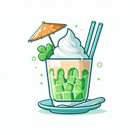 Cup of coffee with whipped cream and straws. Vector illustration.のイラスト素材