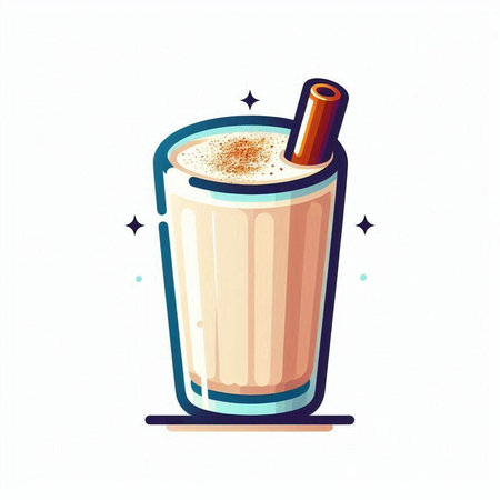 Coffee latte in a glass with cinnamon. Vector illustration.のイラスト素材
