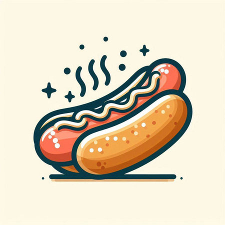 Hot dog vector illustration. Fast food icon. Hot dog icon.のイラスト素材