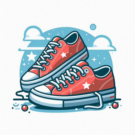 Sneakers. Vector illustration of gumshoes on a white background.のイラスト素材