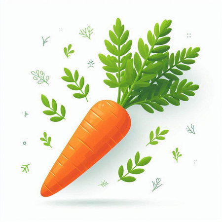 Carrot with green leaves, isolated on white background. Vector illustration.のイラスト素材