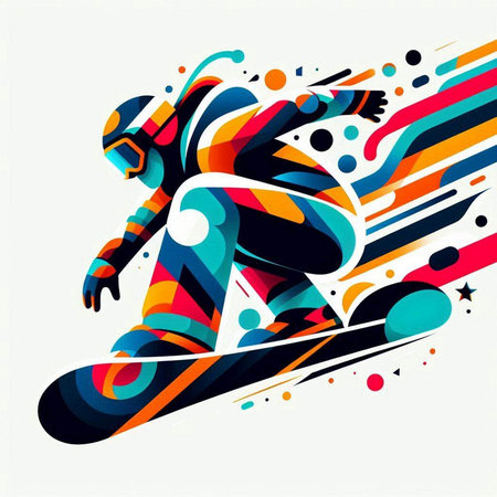 Snowboarder on abstract background, vector illustration eps 10.のイラスト素材