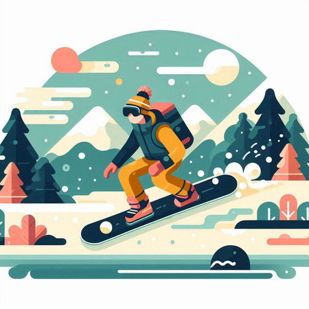 Snowboarder. Winter sport. Vector illustration in flat style.のイラスト素材
