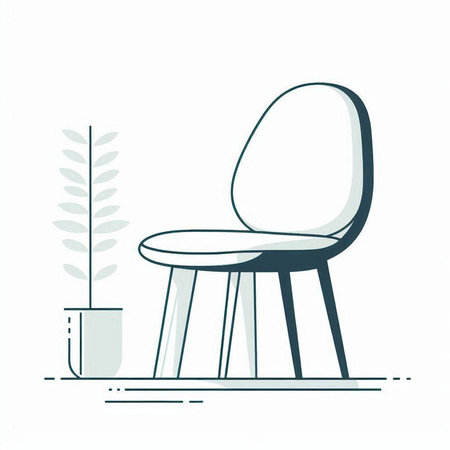 Vector illustration of a modern chair in a minimalistic linear style.のイラスト素材