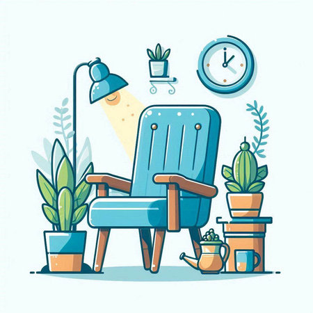 Illustration of a chair in a flat style. Vector illustration.のイラスト素材