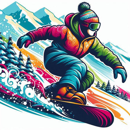 Snowboarder on a snowboard. Vector illustration for your designのイラスト素材