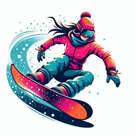 Snowboarder. Vector illustration. Isolated on white background.のイラスト素材