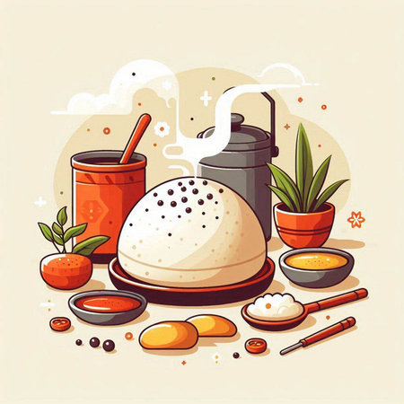 Chinese food and drink vector illustration in flat style. Chinese tea ceremony.のイラスト素材