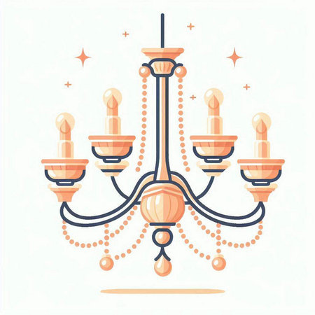 Luxury chandelier. Vector illustration in flat style.のイラスト素材