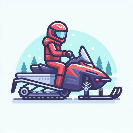 Snowmobile. Winter holidays. Vector illustration in a flat style.のイラスト素材