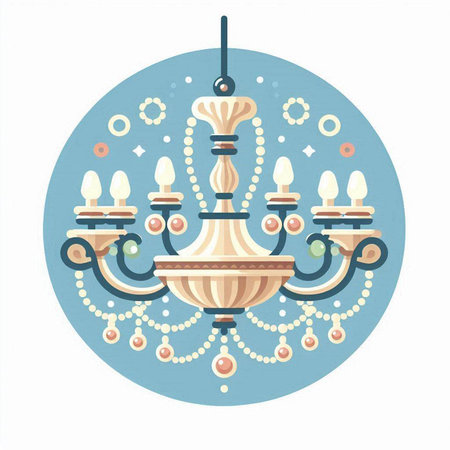 Vector illustration of chandelier in retro style. Ornament for your designのイラスト素材