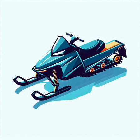 snowmobile on a blue background, vector illustration, eps 10のイラスト素材