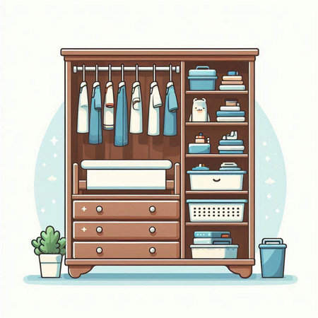Illustration of a Bathroom Cabinet with Furniture. Vector illustrationのイラスト素材