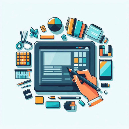 Flat design modern vector illustration concept of e-learning and online education.のイラスト素材